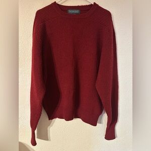 Christopher Hayes Sweater Men Red 100% Wool Vintage Ribbed Knit Crewneck Size L